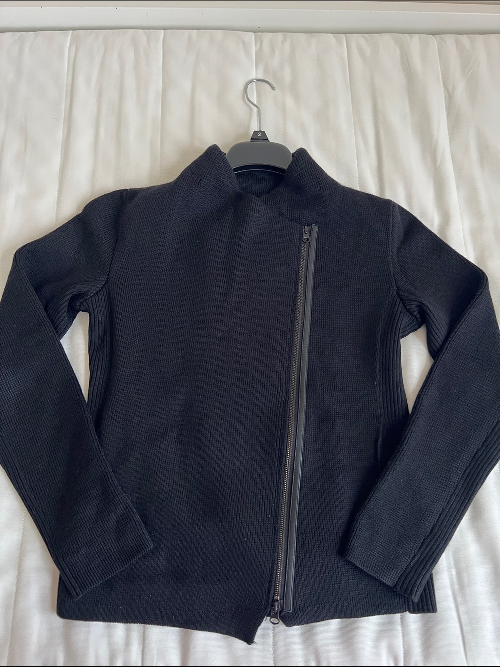Vince Black Zip-Front Knit Jacket - Women